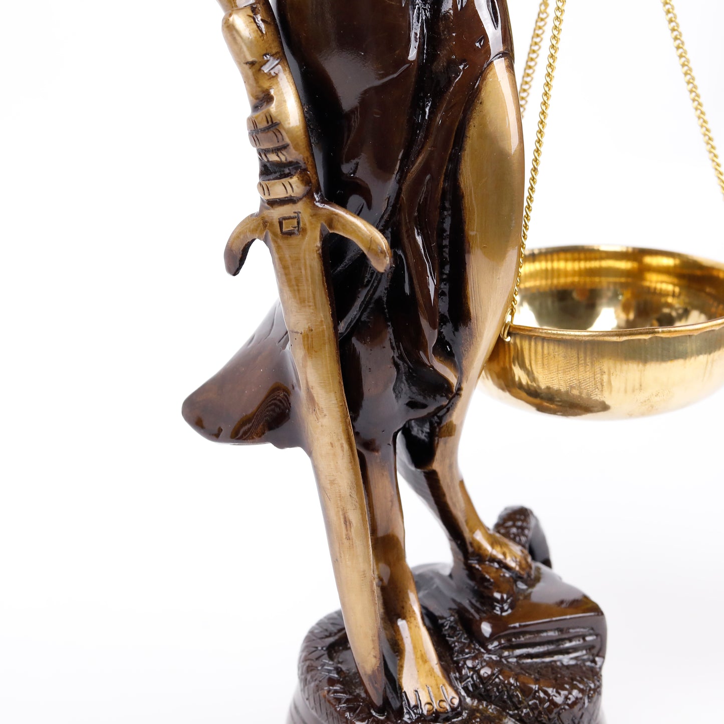 Brass Figurine of Lady Justice Holding Scales