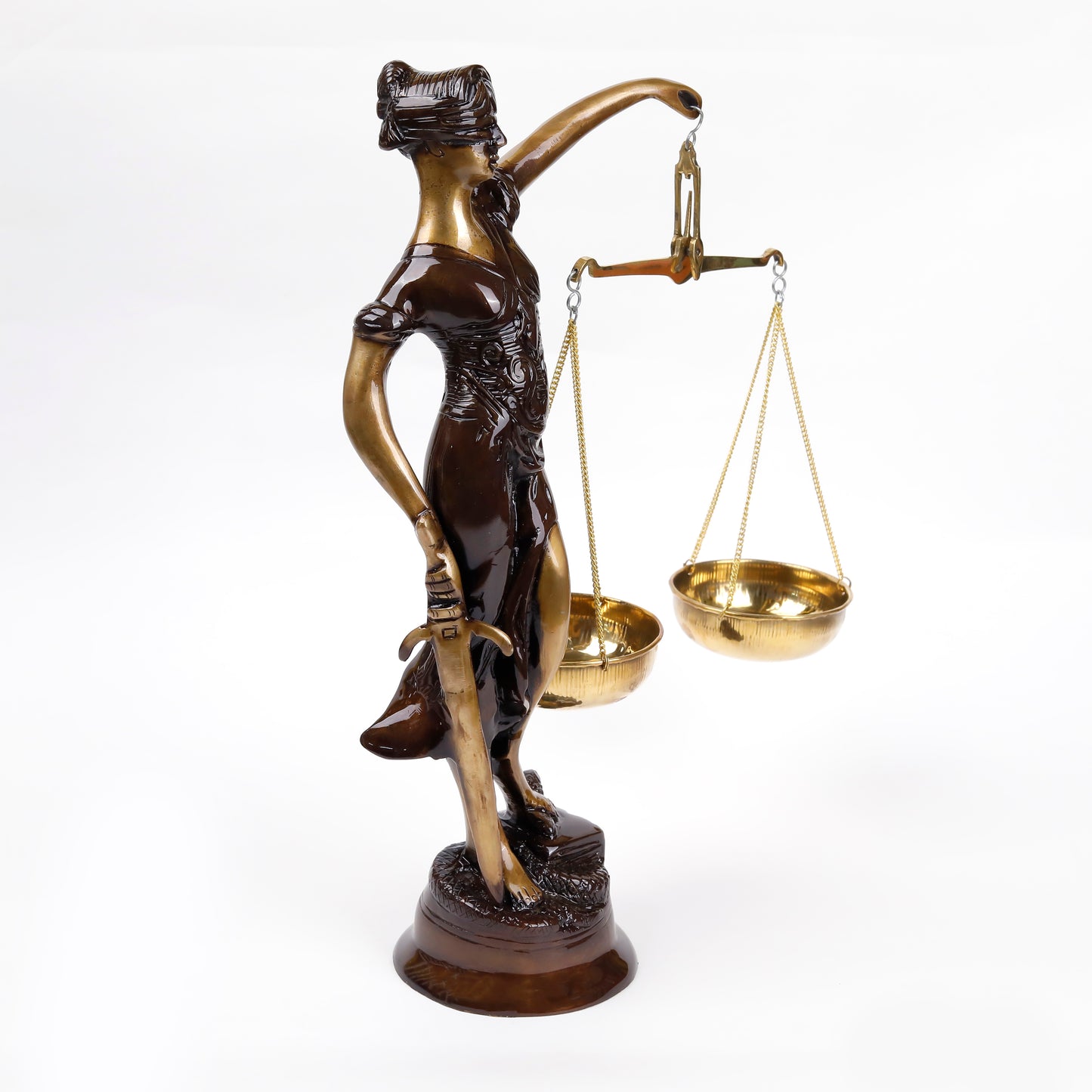 Brass Lady Justice Statue with Scale and Sword