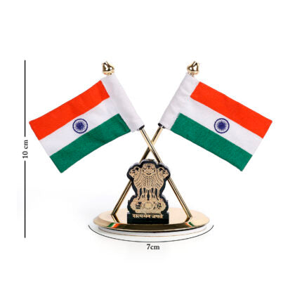 Khadi Ashoka Pillar Showpiece with Indian Flag