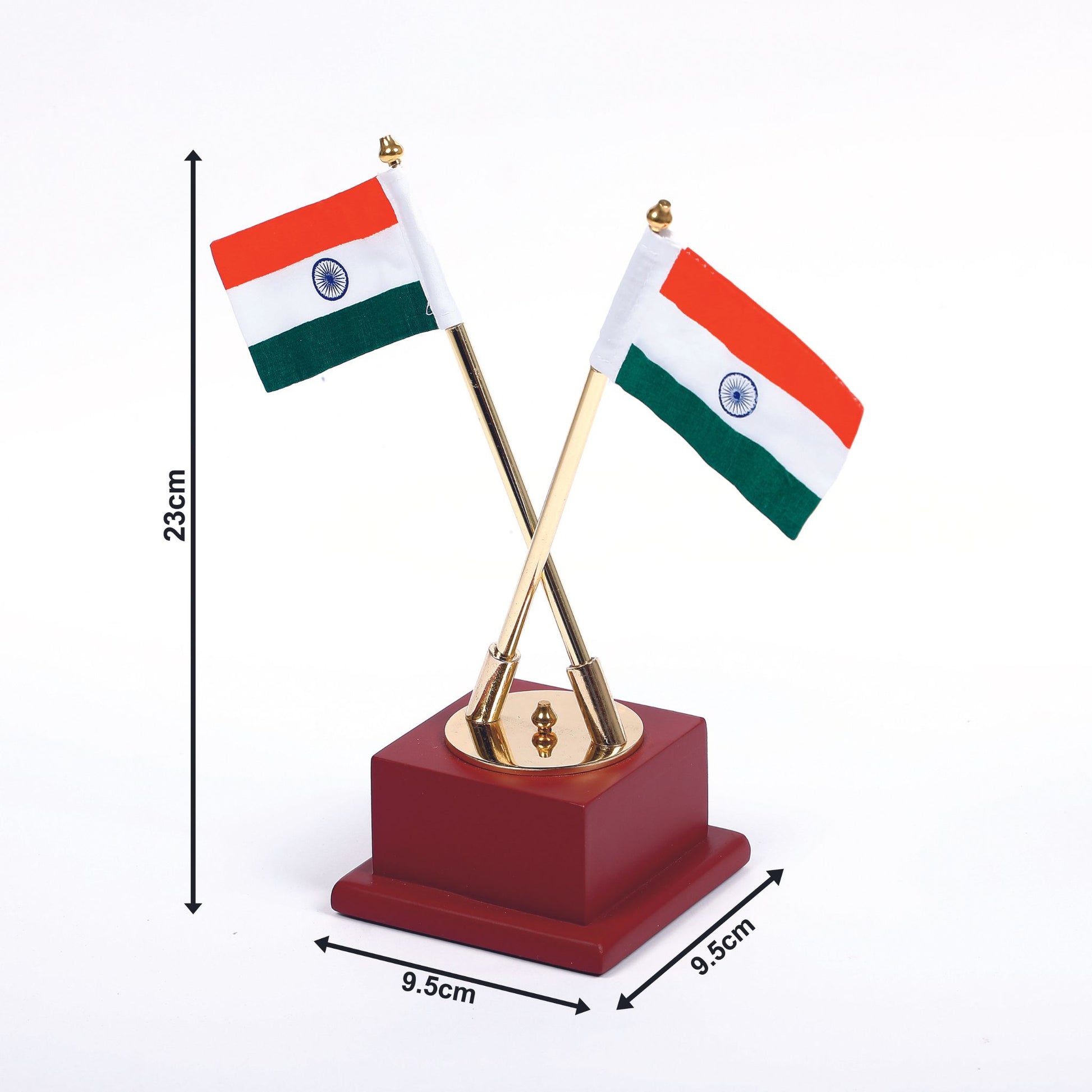 Premium National Flag Table Stand with Wooden Base