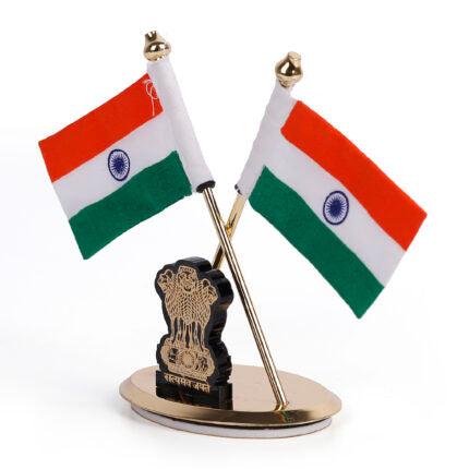 Steel Ashoka Pillar with Khadi Flag for Desk