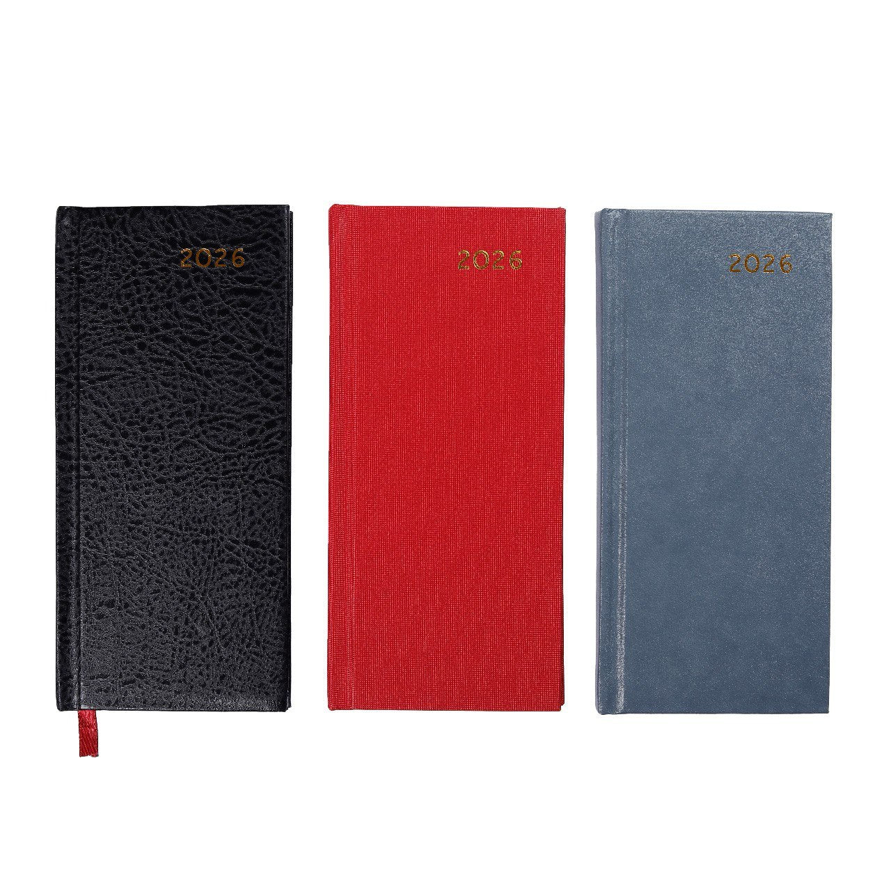 Three notebooks in black, red, and blue with '2023' printed on them.