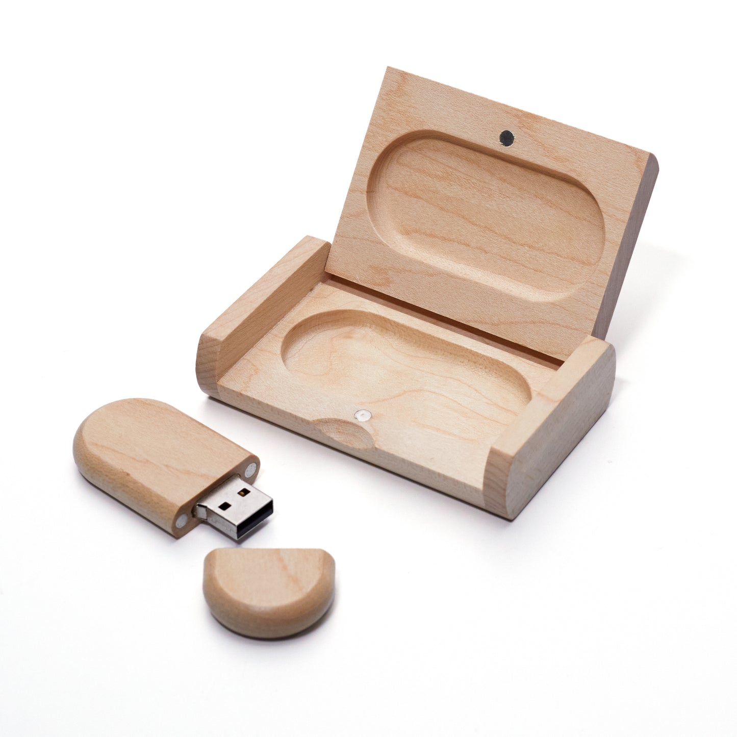 Wooden USB drive with logo engraving