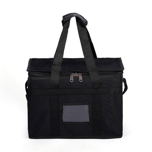 A black waterproof storage bag with a zipper and two carrying handles.