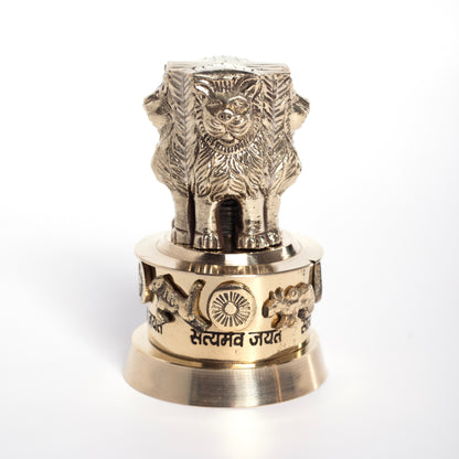 Brass Ashoka Stambh National Emblem Showpiece For Court and Legal Office