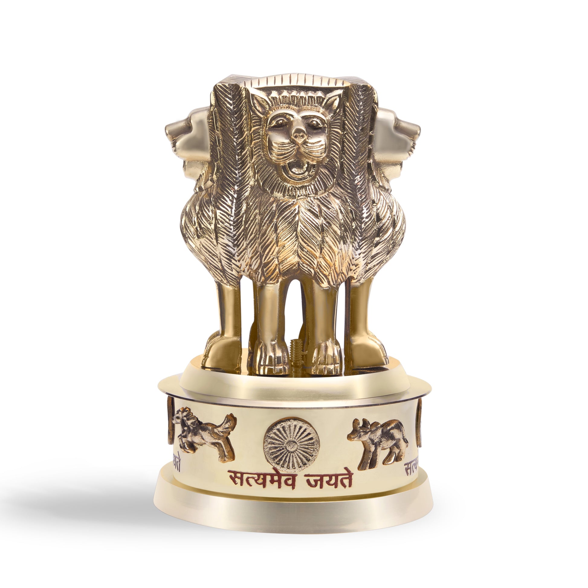 Golden Brass Ashok Stambh for Office Desk