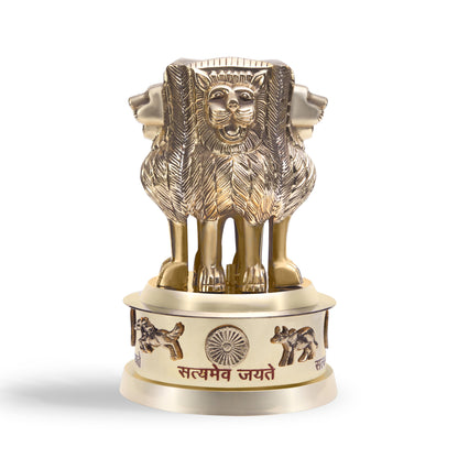 Golden Brass Ashok Stambh for Office Desk