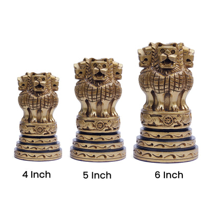 Handcrafted wooden Ashoka Stambh national emblem showpiece

