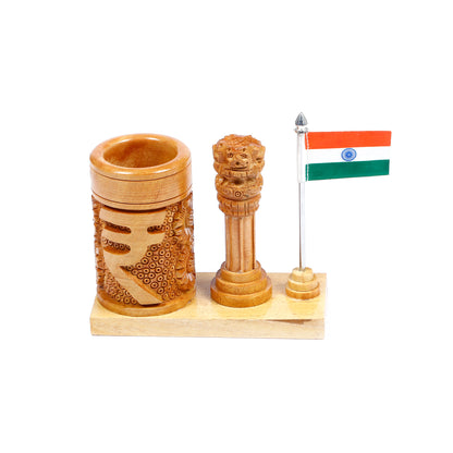 Ashoka Pillar Pen Holder | Wooden | For Office