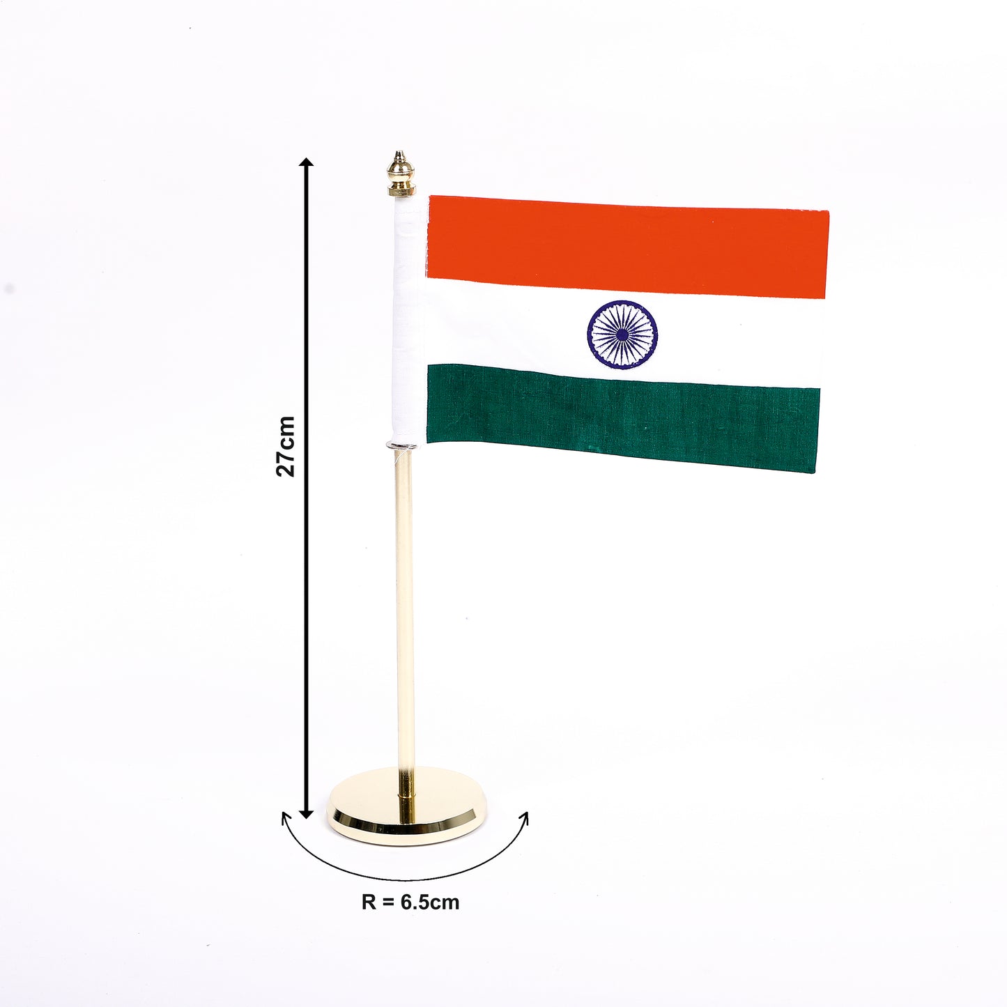 Table Top National Flag | Decorative | For Gifting Purpose | Elegant Look (Golden)